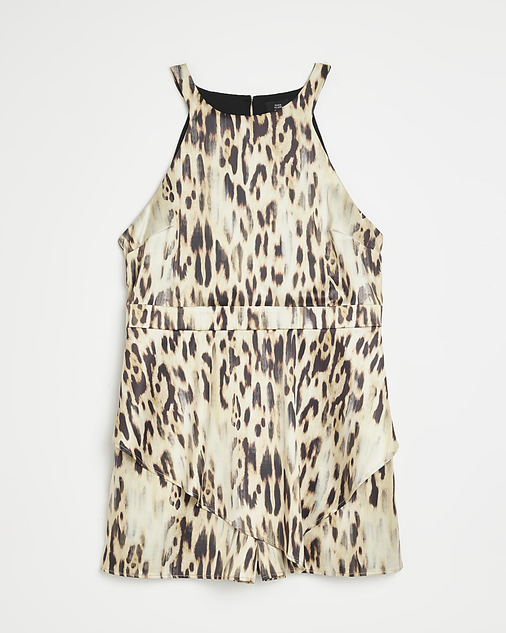 Petite brown animal print playsuit