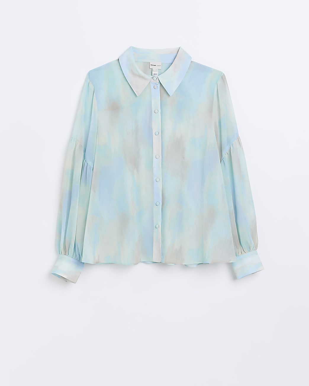 Blue chiffon watercolour print shirt