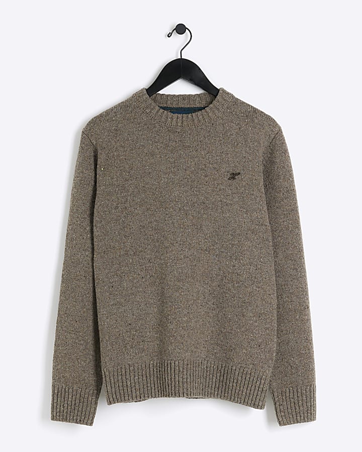Brown Holloway Road regular fit wool jumper