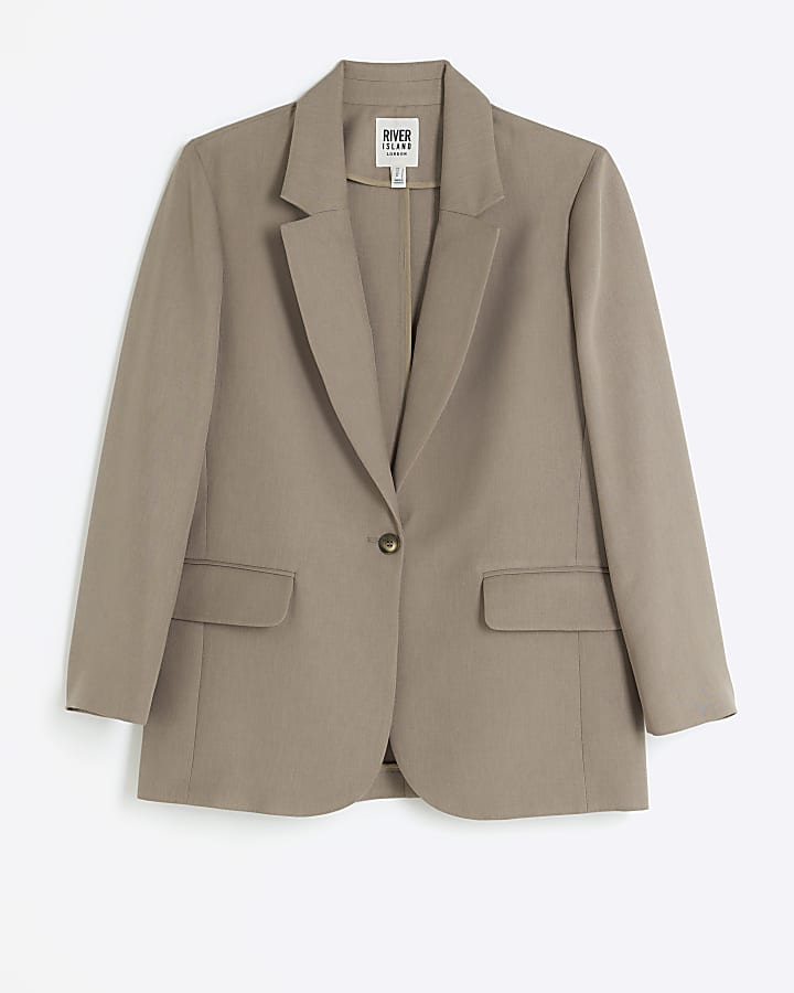 Brown light roll sleeve relaxed blazer