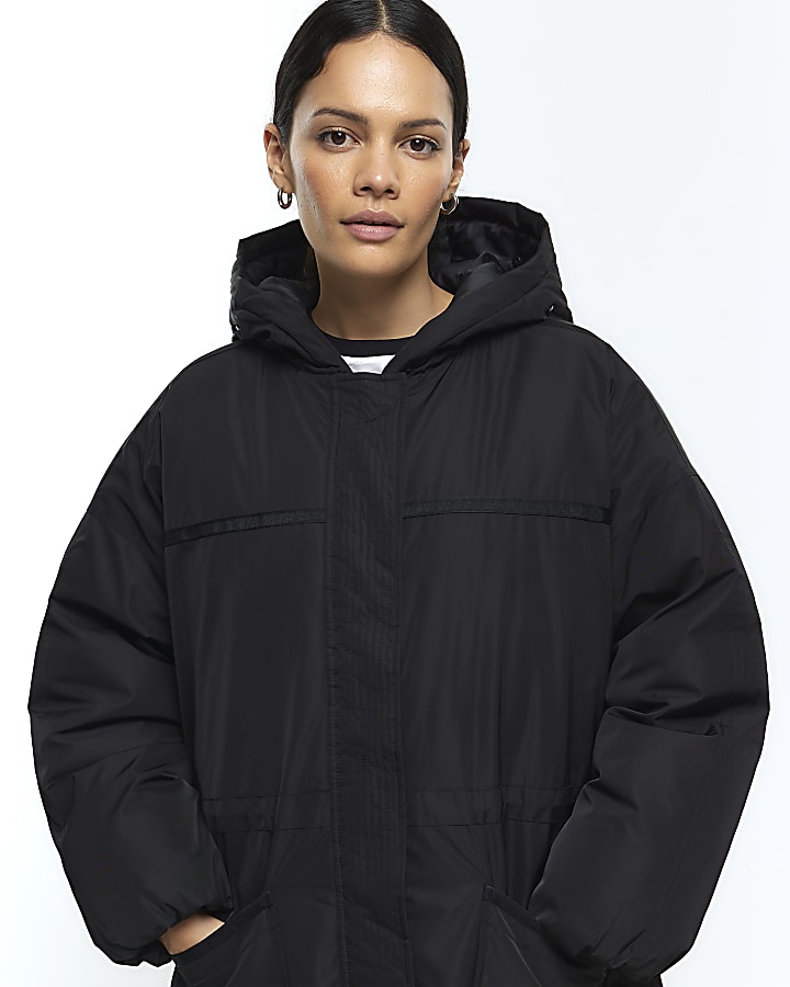 Black Faux Fur Trim padded Parka