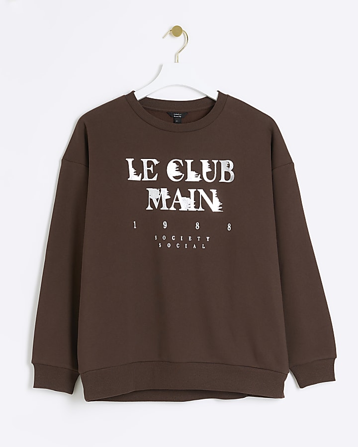 Brown foil graphic sweatshirt