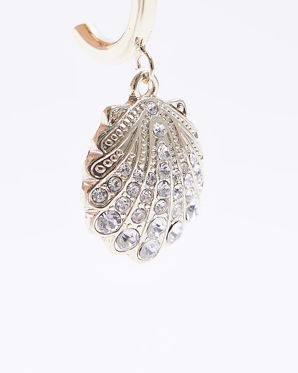 Gold diamante shell drop earrings