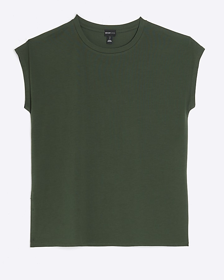 Khaki crew neck smart t-shirt