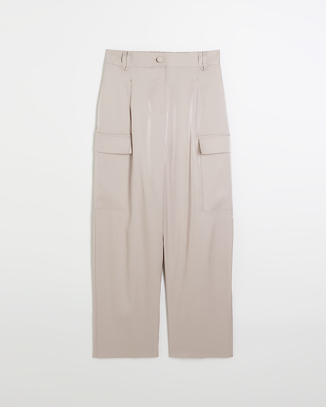 Beige satin utility trousers