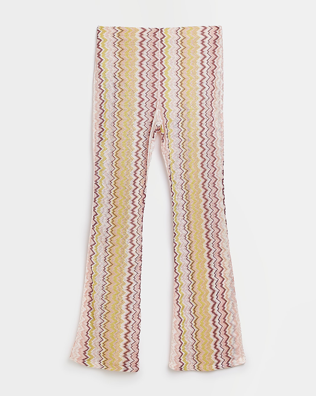 Petite pink knitted flare trousers