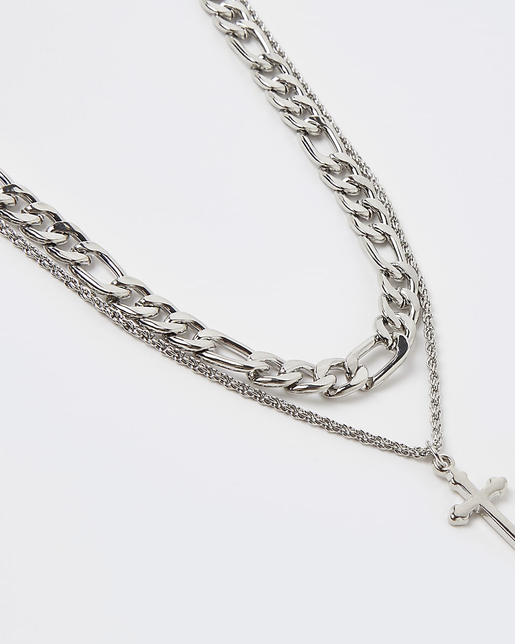 Silver colour cross chain necklace
