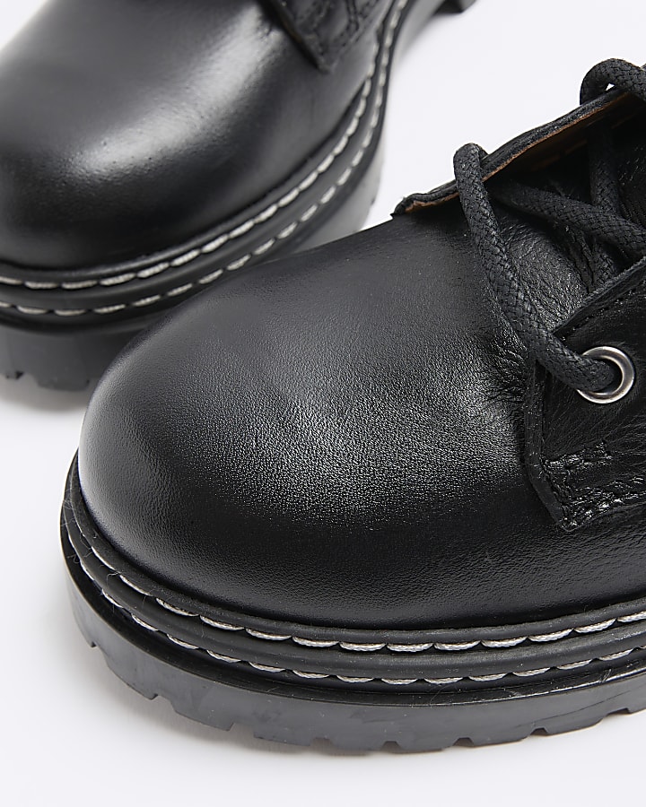 Black leather lace up boots