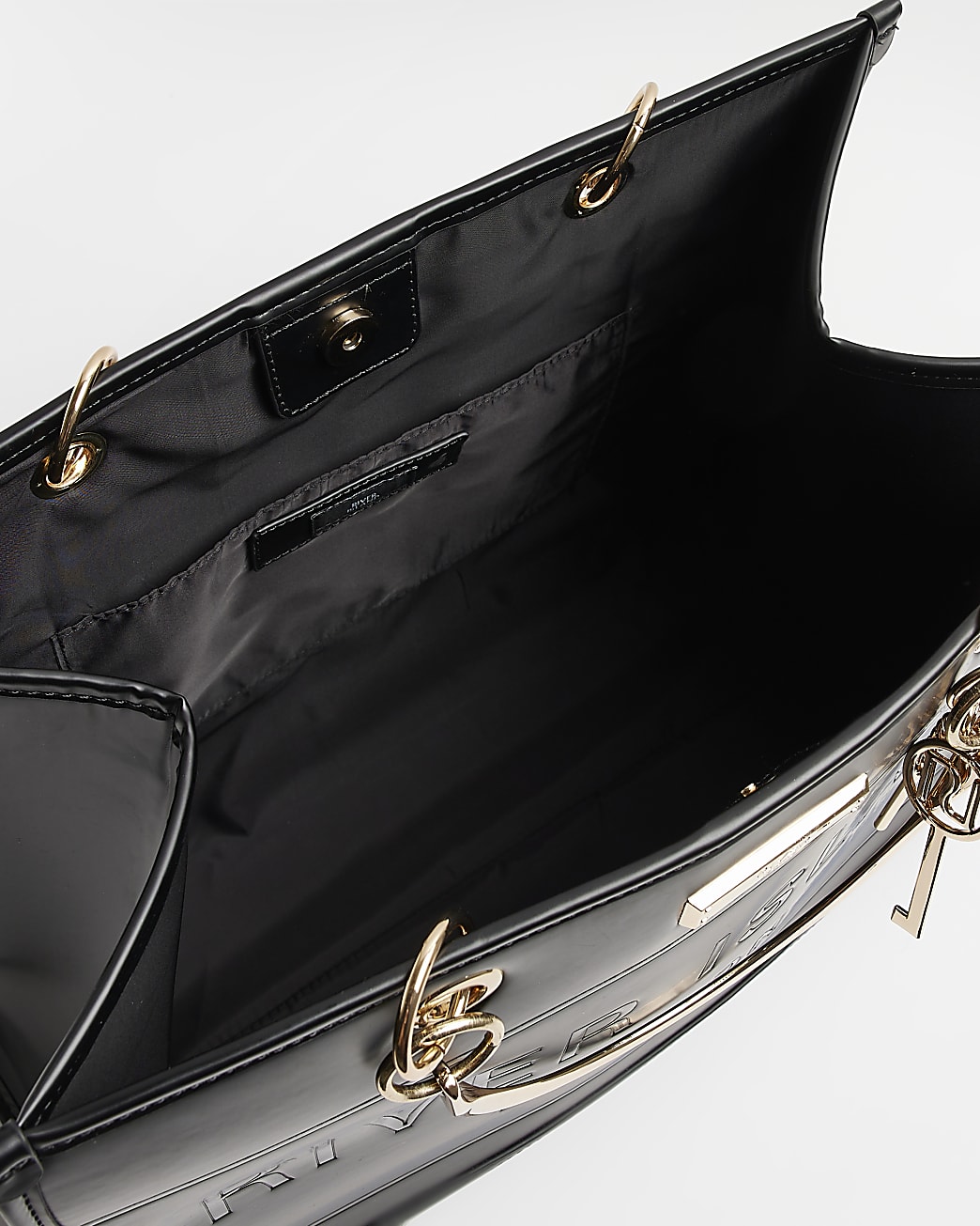 Black RI embossed large tote bag