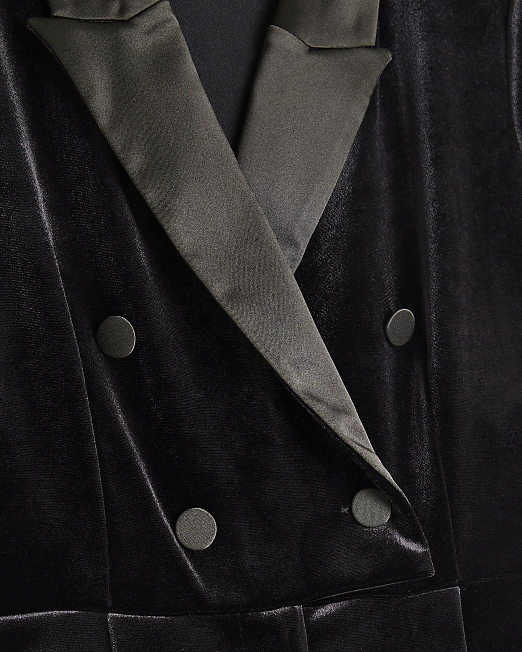 Petite black velvet blazer jumpsuit