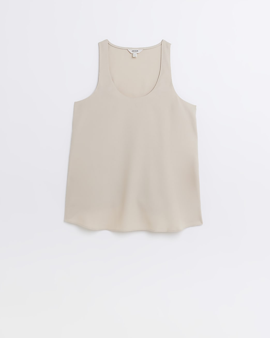 Beige racer scoop neck vest top