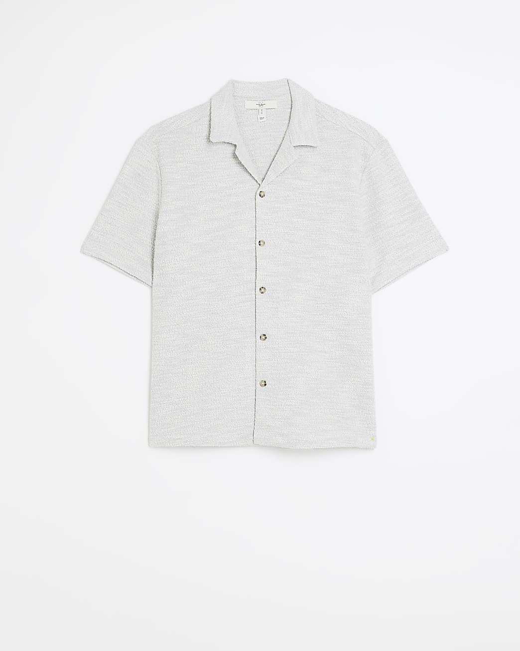 Grey short sleeve regular boucle revere shirt