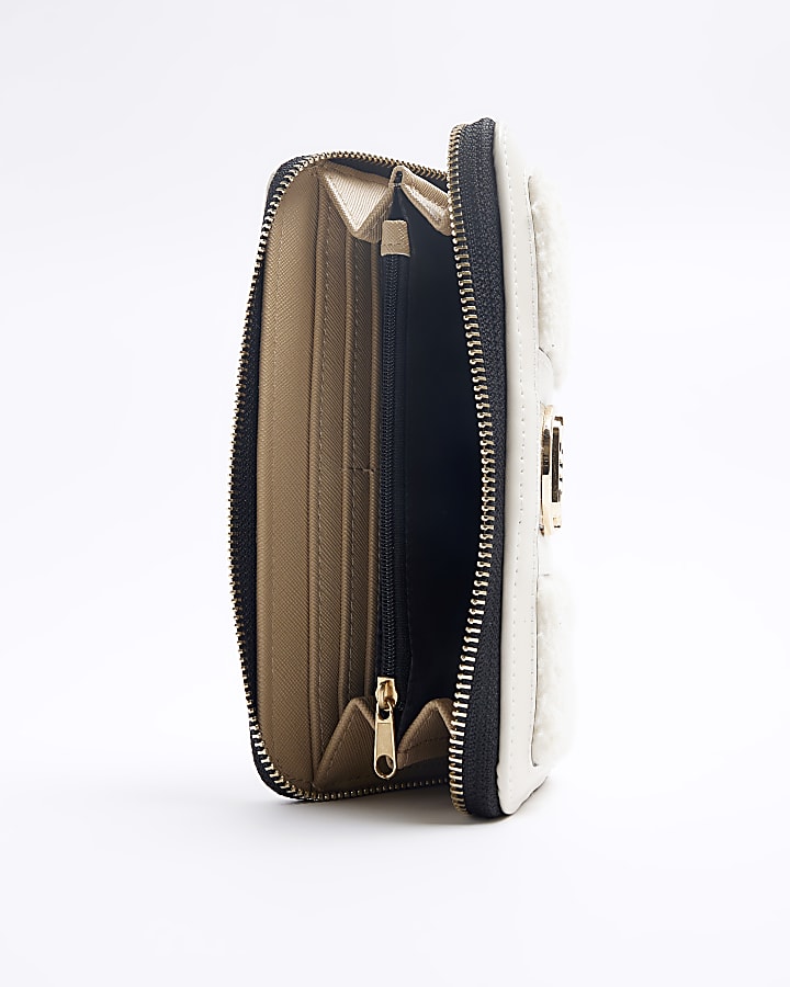 Cream borg purse