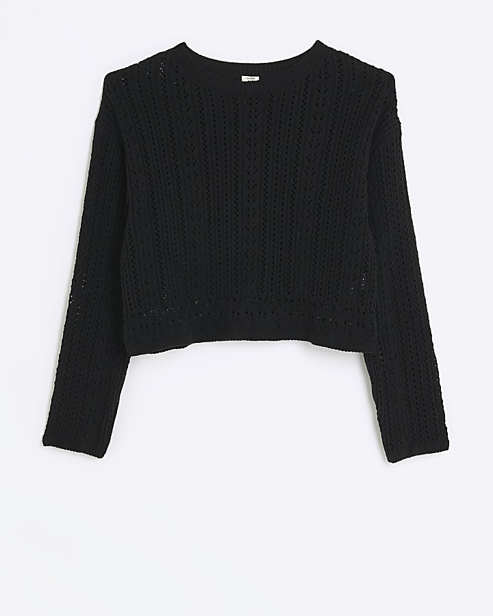 Black crochet crop jumper