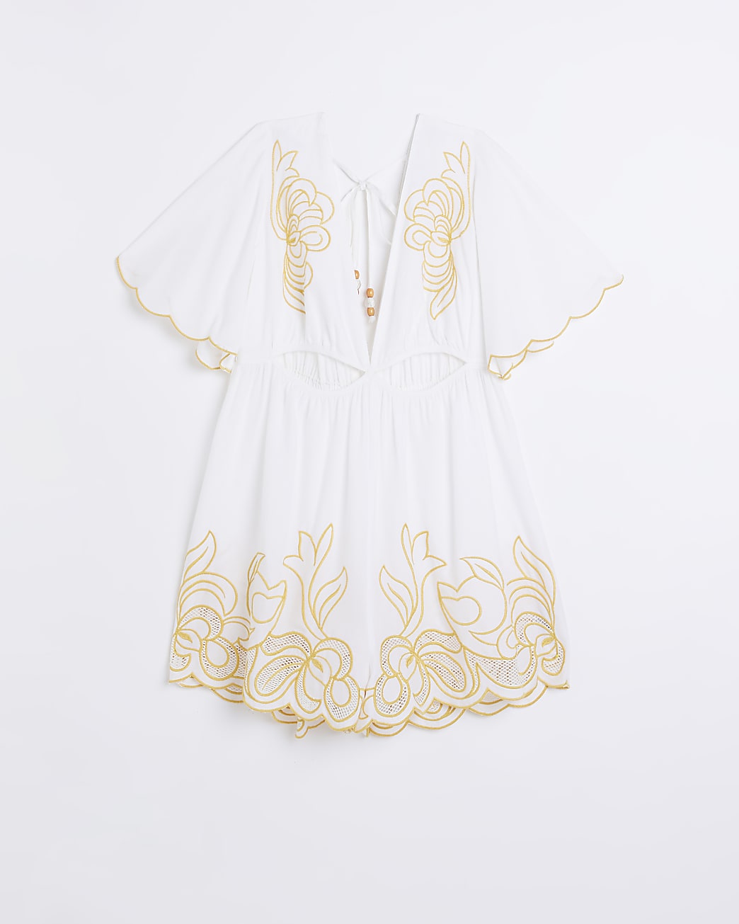 White cut out beach playsuit