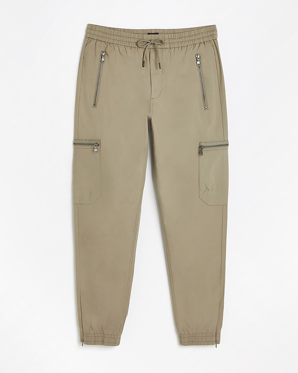 Brown slim fit zip pocket cargo trousers