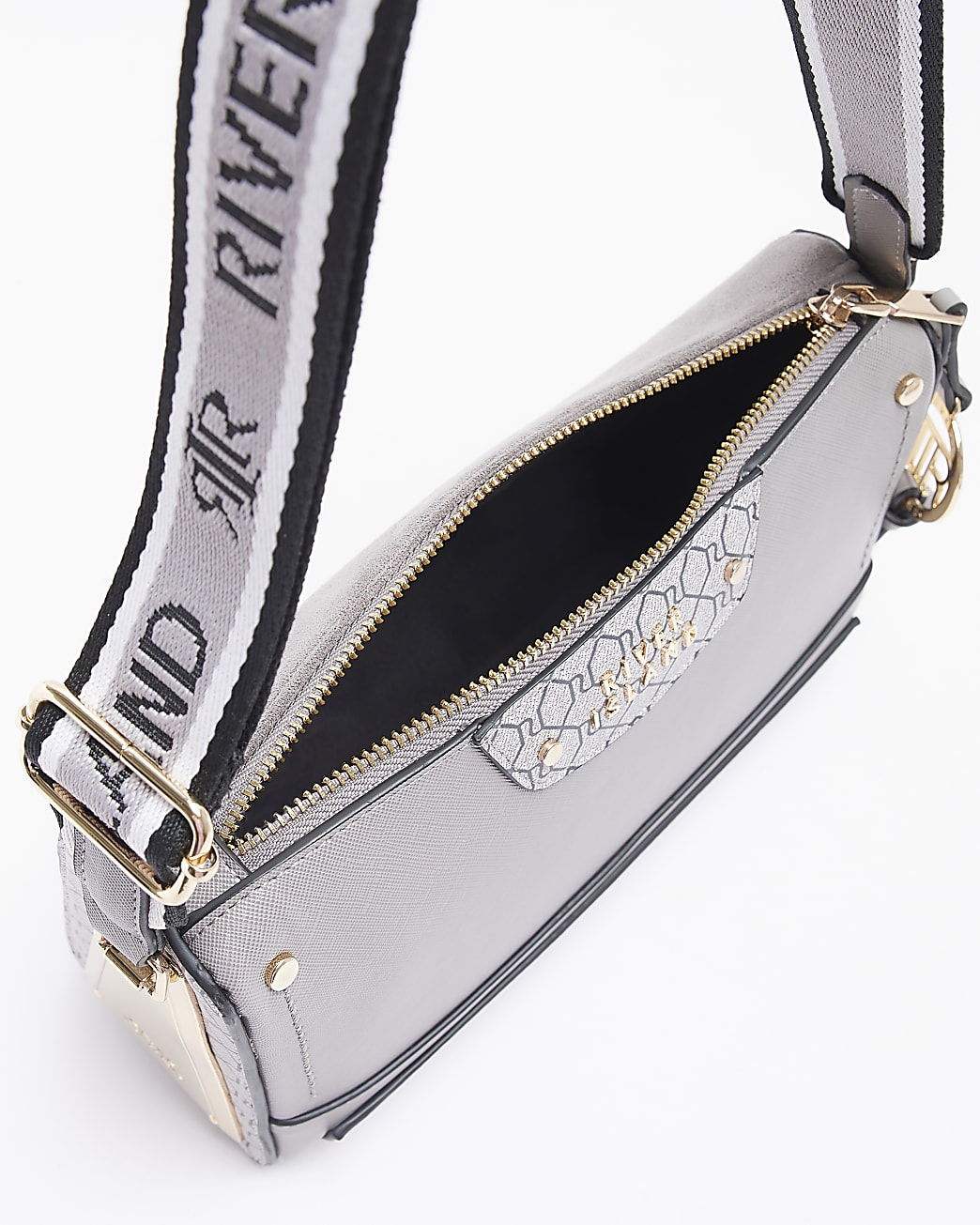 Grey RI monogram cross body bag