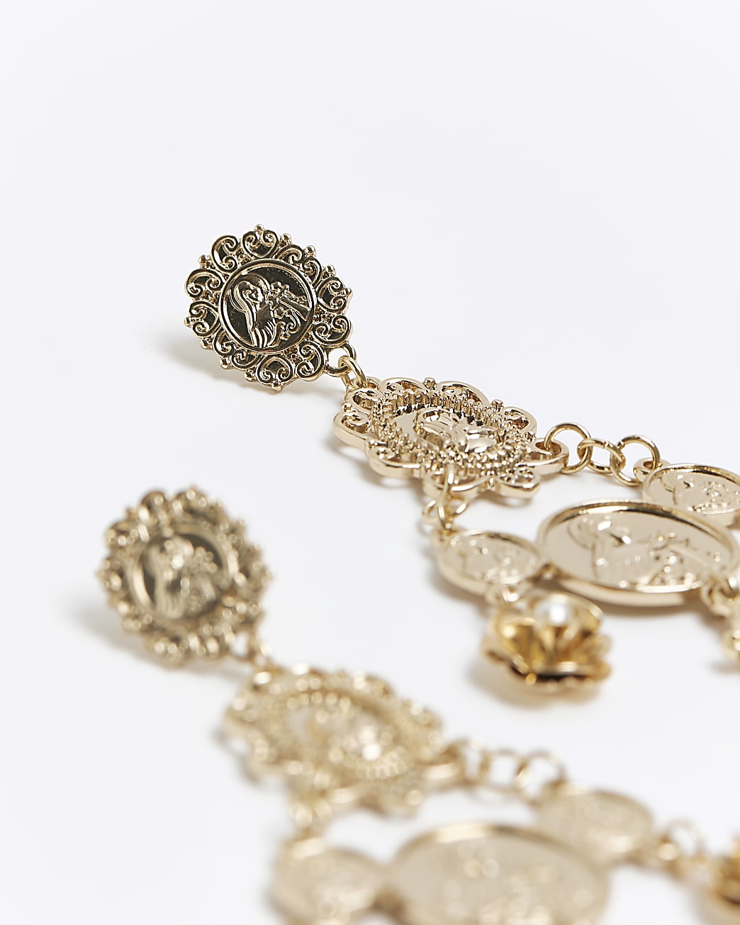 Gold flower drop earrings