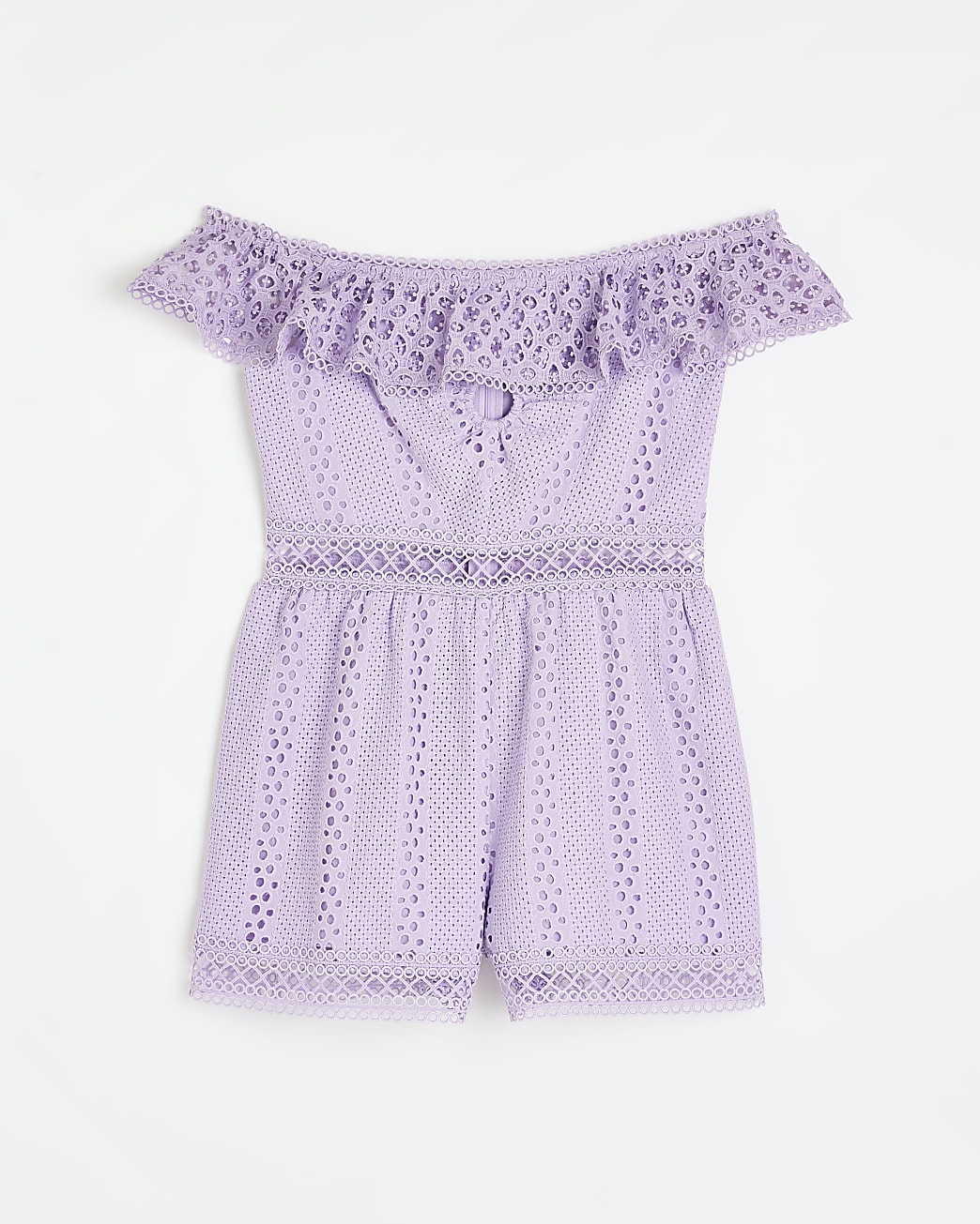 Purple broderie bardot playsuit
