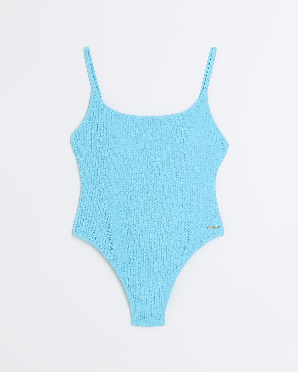 Blue textured strappy scoop swimsuit