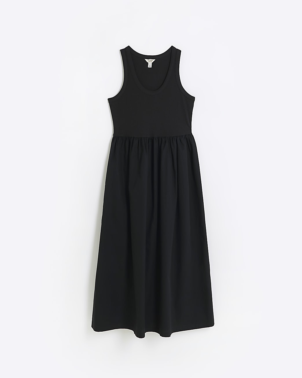 Black racer neckline skater midi dress