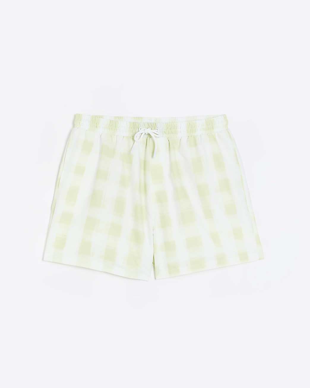 Green regular fit gingham swim shorts