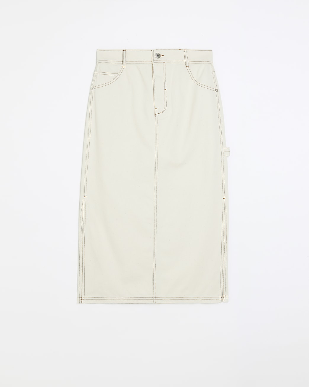 Ecru midi denim skirt