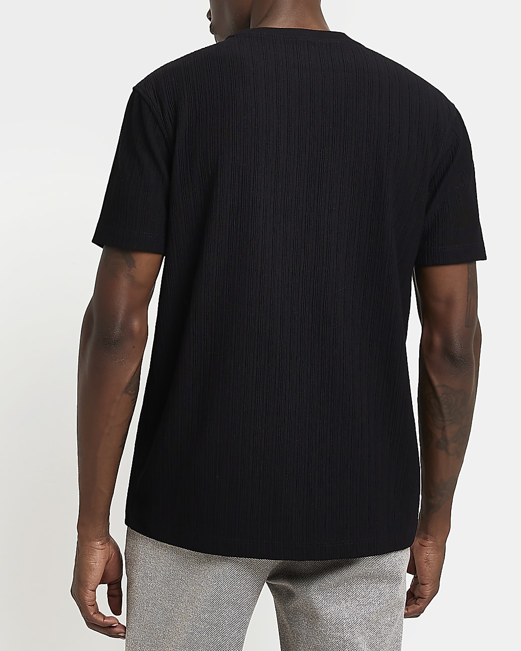Black slim fit rib t-shirt