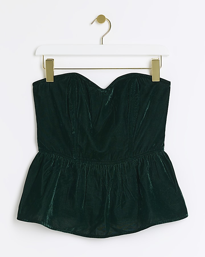Green velvet bandeau top