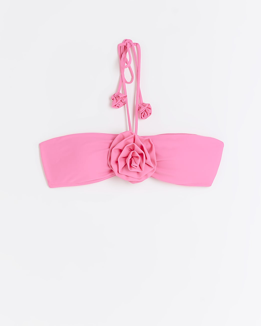 Pink flower bandeau bikini top