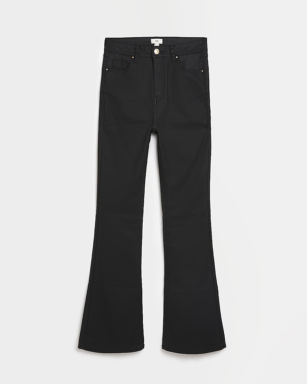 Black coated bum sculpt flared jeans