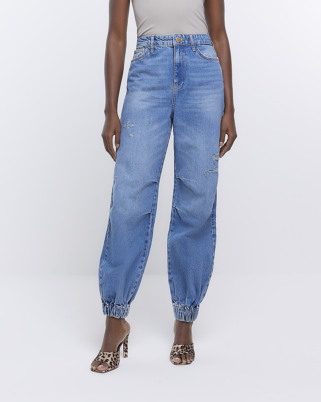 Blue high waisted jogger jeans