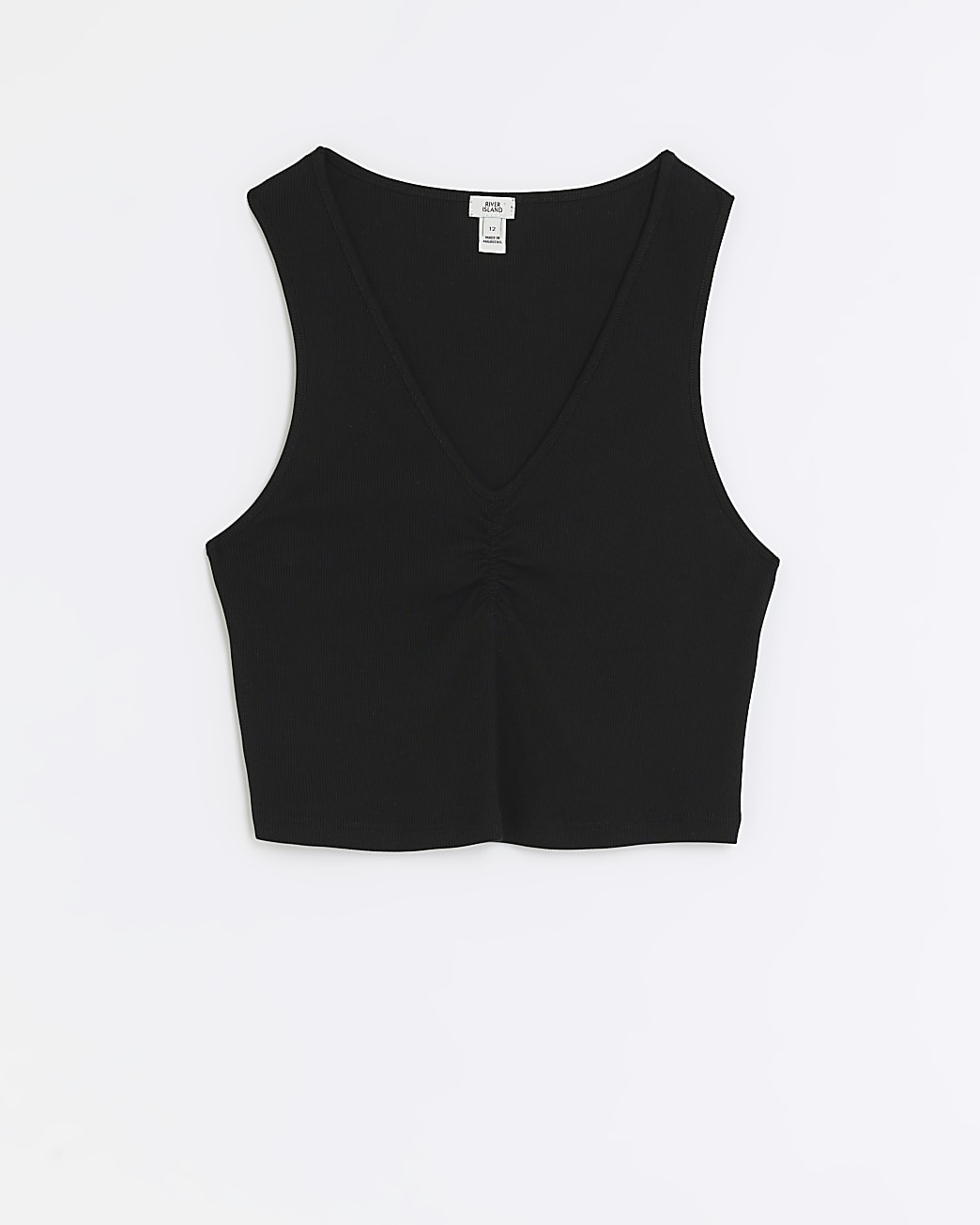 Black ruched front crop top