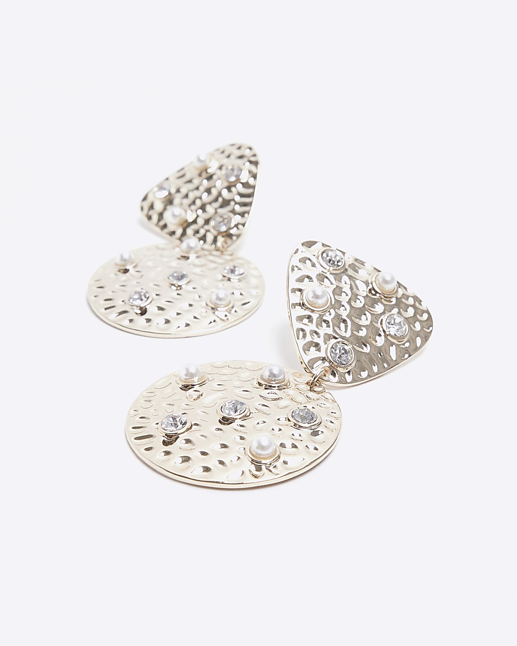 Gold Pearl Diamante Earrings