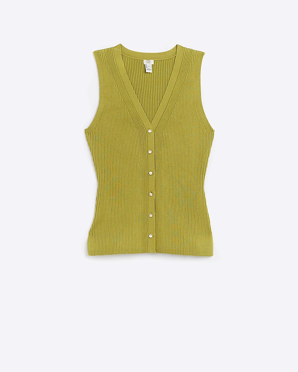 Khaki buttoned up vest top