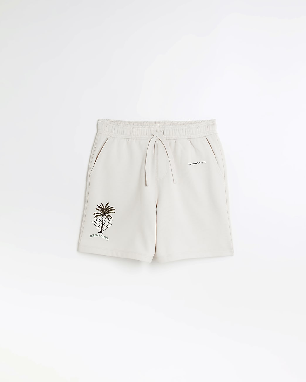 Ecru regular fit embroidered shorts