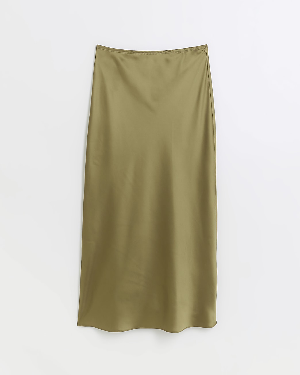 Khaki Satin Maxi Skirt