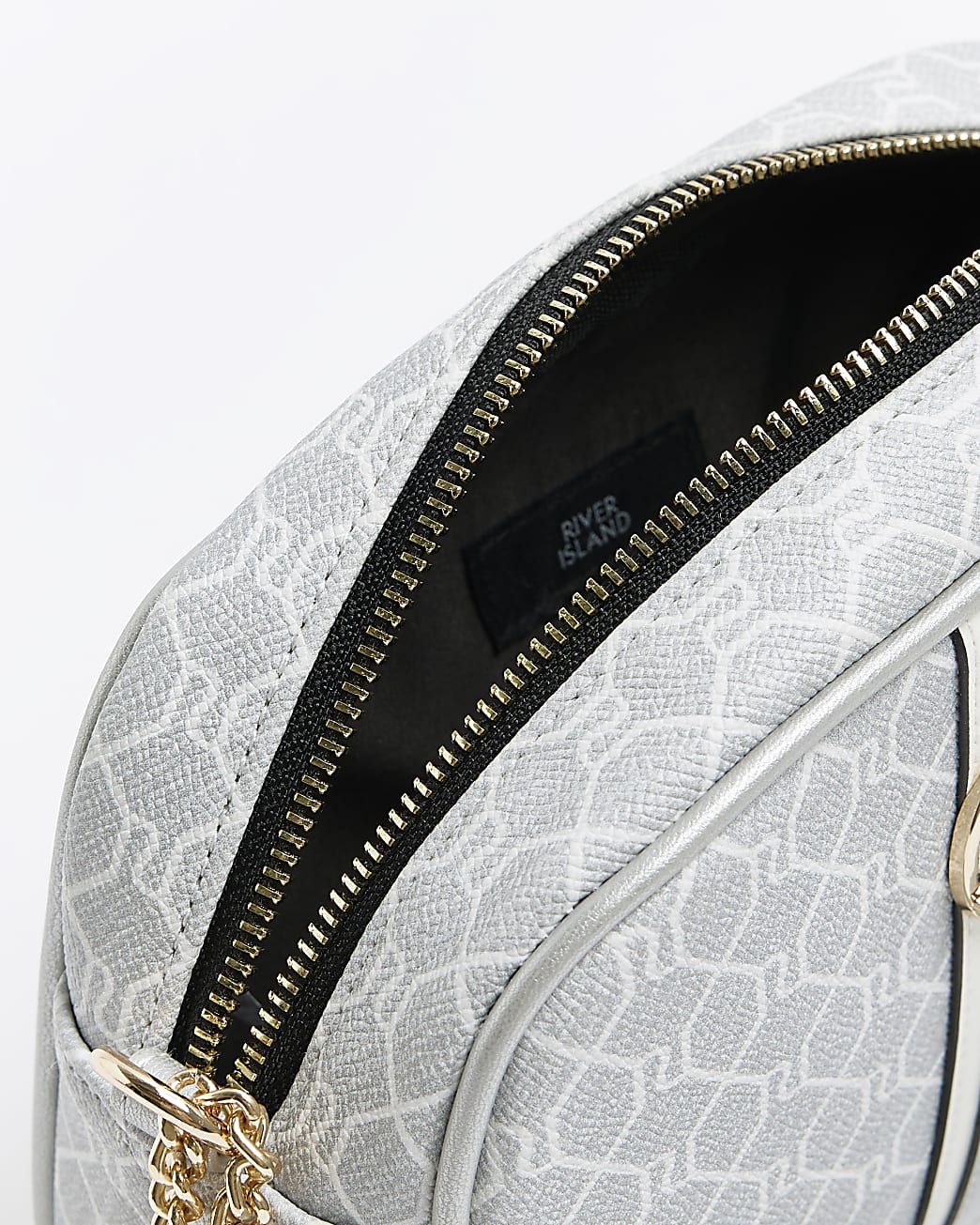 Grey RI monogram tassel cross body bag