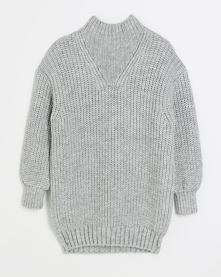 Grey high neck jumper mini dress