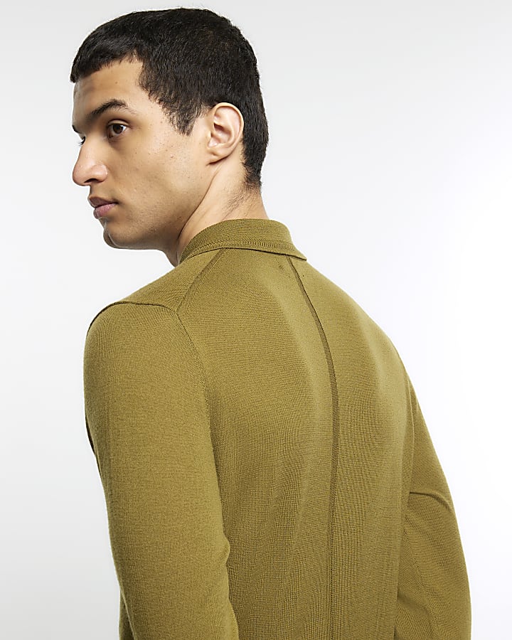 Bronze slim fit RI studio merino polo