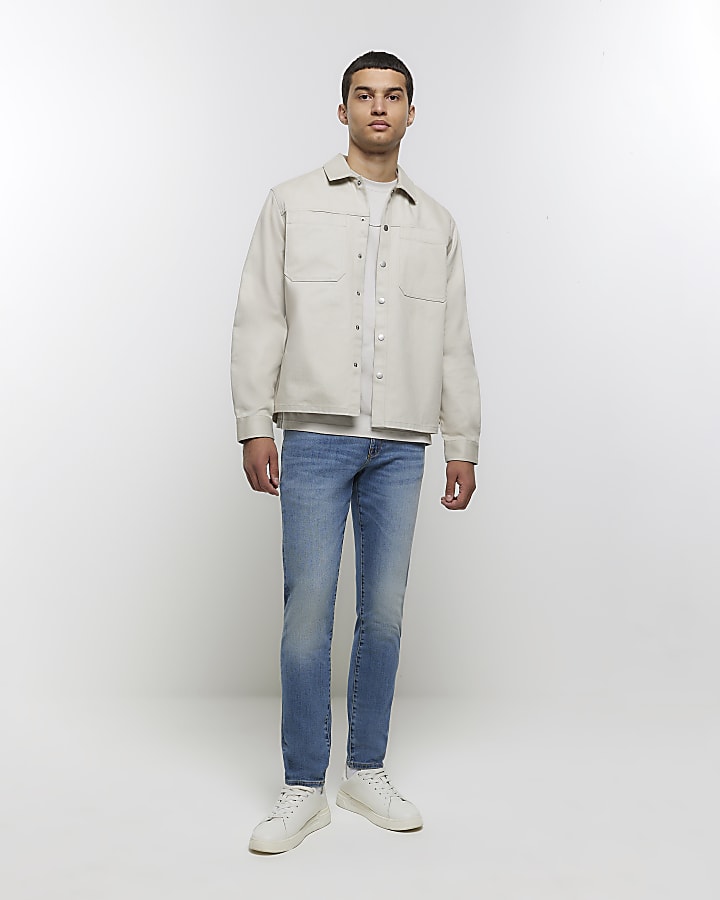 Blue skinny fit faded jeans