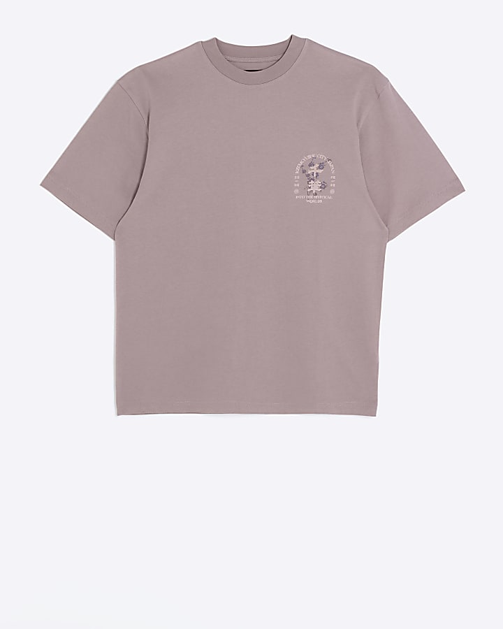 Pink regular fit Japanese graphic t-shirt