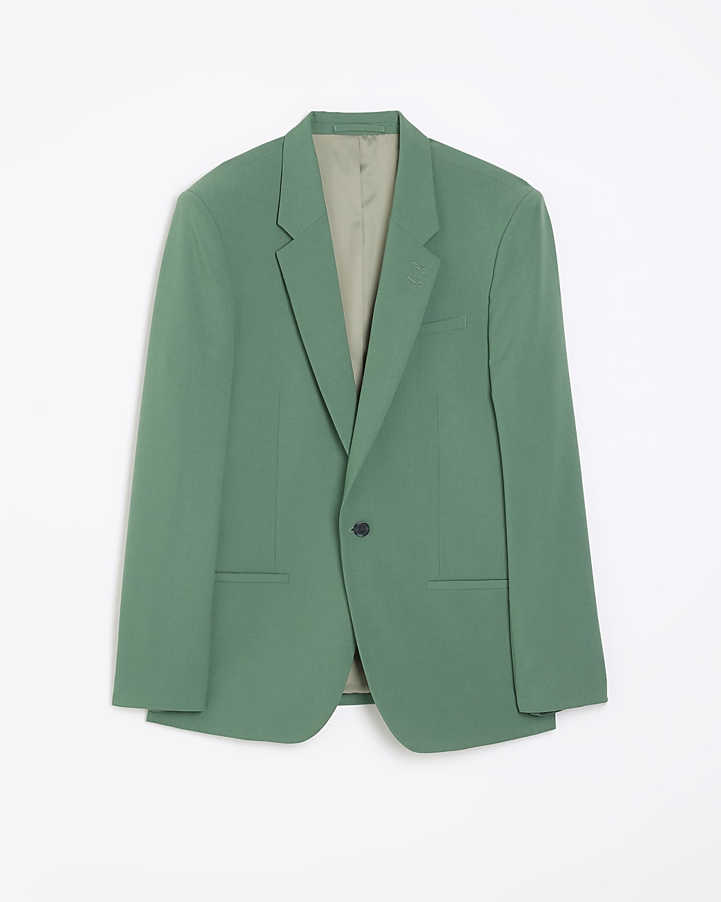 Green slim fit single breasted suit jacket