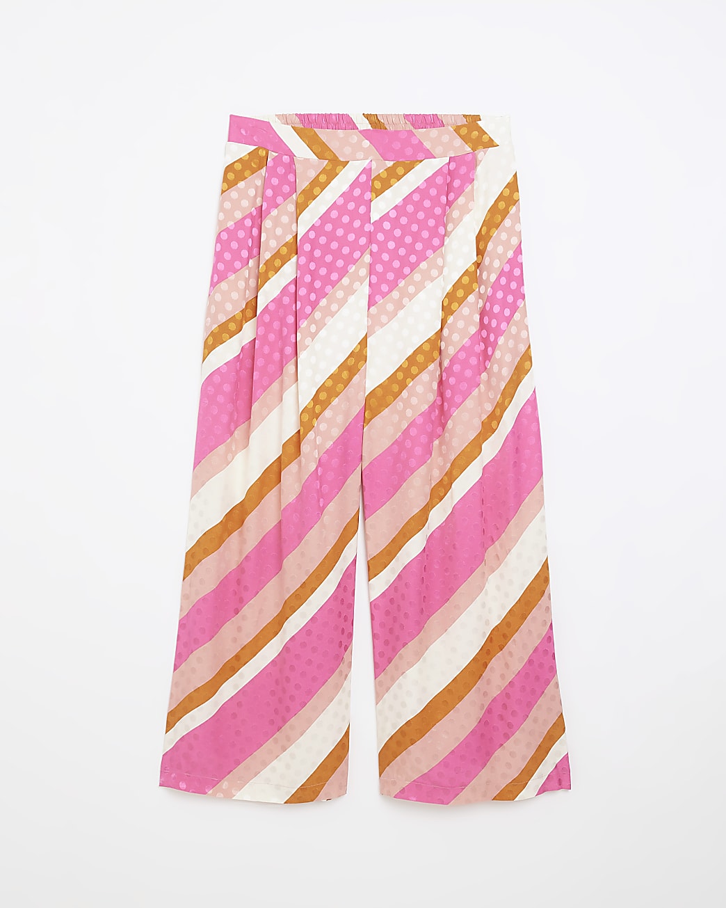 Plus pink satin striped wide leg trousers