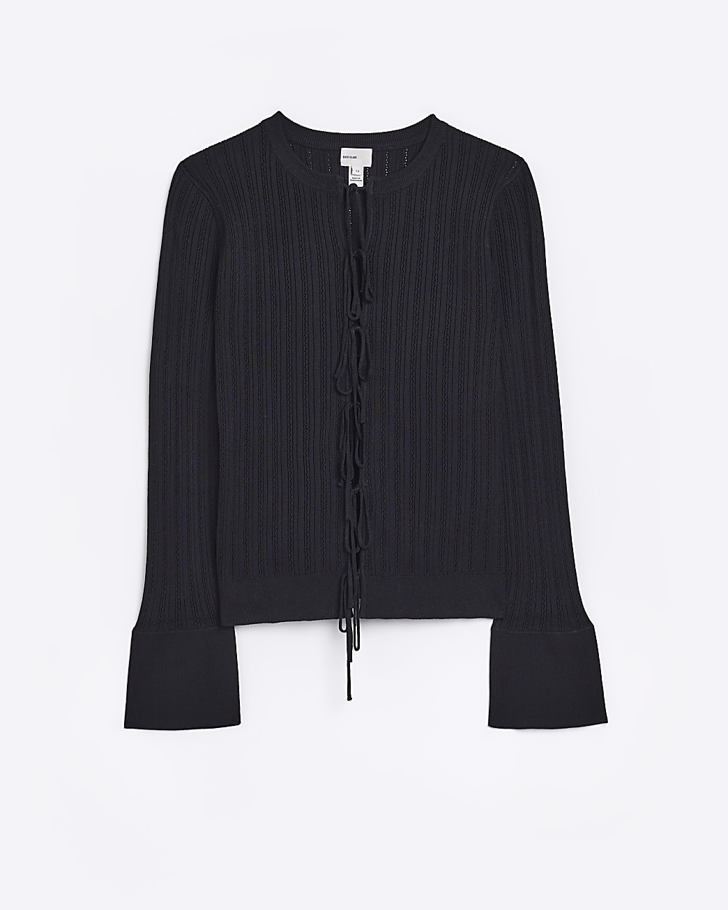 Black knit bow cardigan