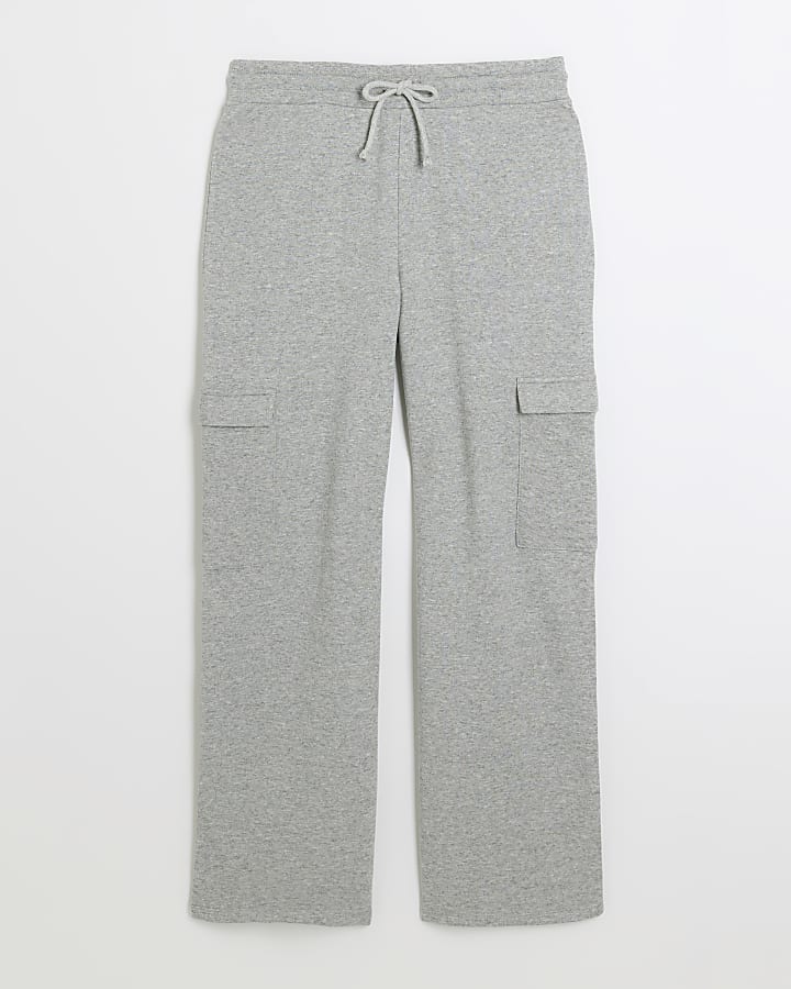 Grey wide leg cargo joggers