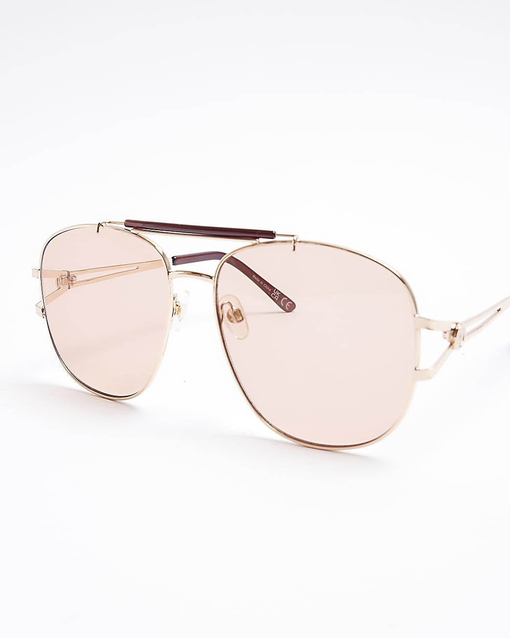 Orange Metal Aviator Sunglasses