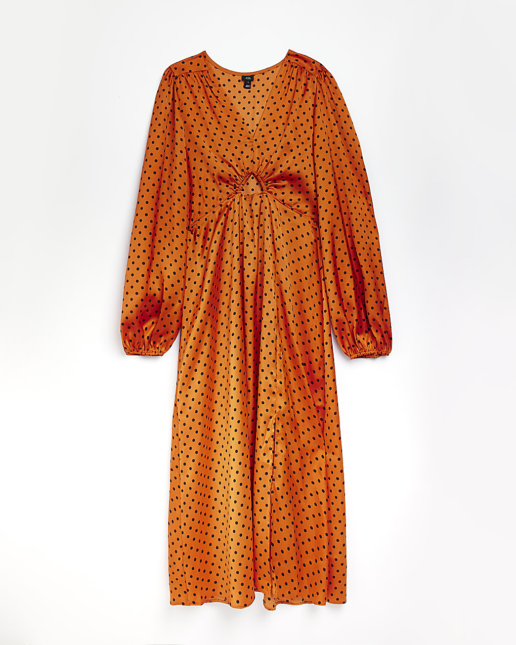 Orange spot cut out midi dress