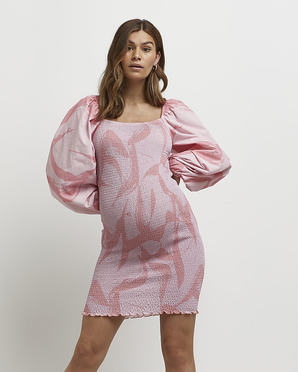 Pink maternity bodycon mini dress