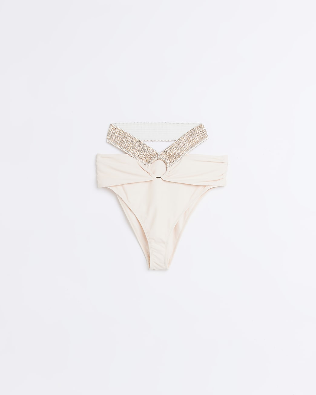 Rose gold high waist brief bikini bottoms